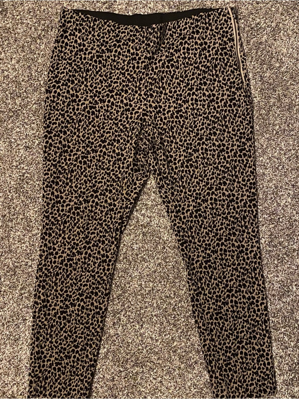 Leopard Print Stretch ankle pants - Tan and Black